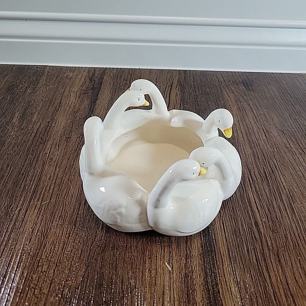 1982 Ron Gordon Swan Dish Bowl 6 Swans Geese Trinket Plant Holder EUC VTG